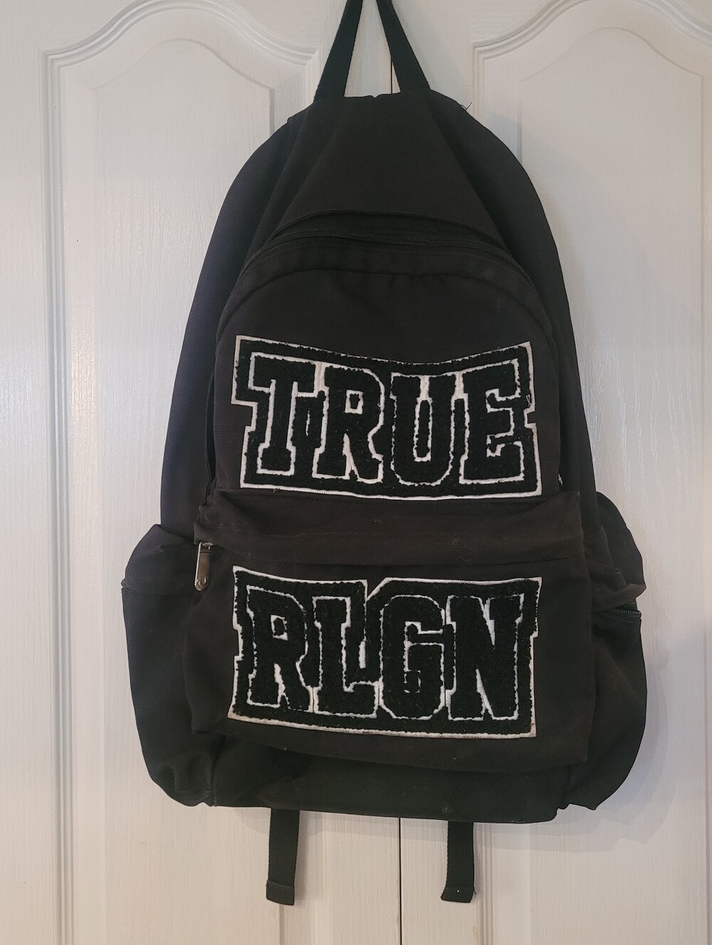 Early 2010s True Religion TRUE RLGN Chenille Patch Backpack